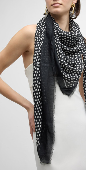 Printed Modal Cashmere Scarf in Soundwaves
