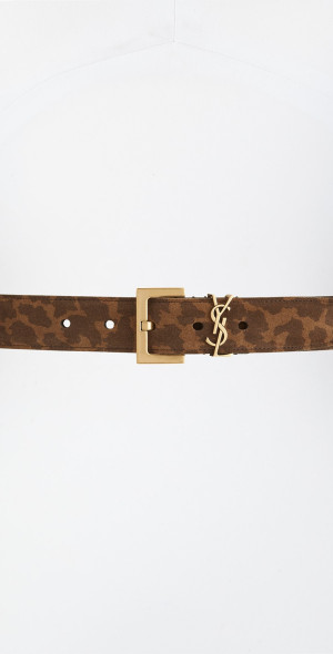 brown belt ysl monogram suede belt