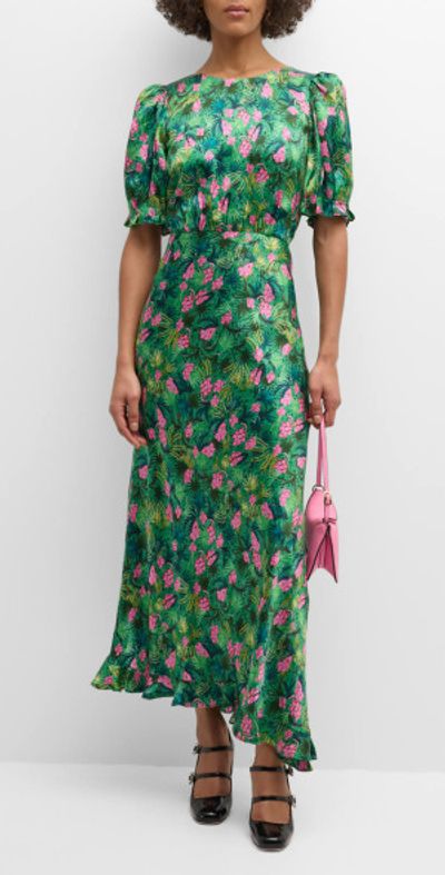 green emerald velvet dress Kirat Dress in Pine Green Embroidery main image 1