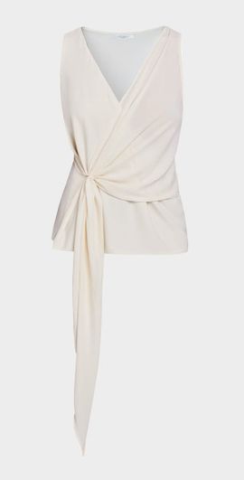 Santorelli Danna Sleeveless Crepe Wrap Top