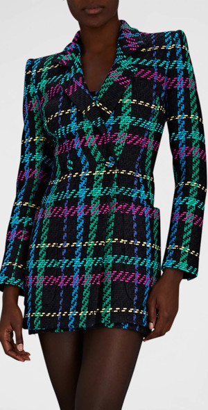 Sergio Hudson Multicolor Check Tailored Blazer Dress