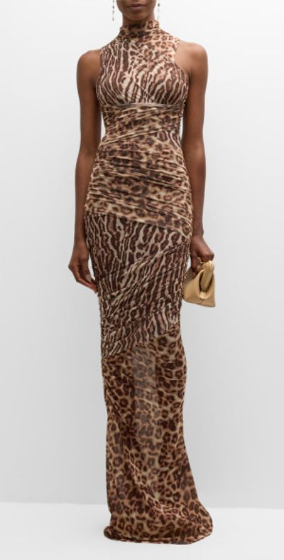 SER.O.YA - Ronnie Ruched Leopard Maxi Dress