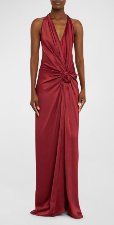 Silvia Tcherassi - Jazmin Knotted Halter Draped Maxi Dress