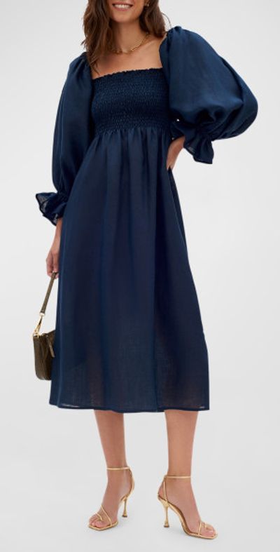 knee length dresses for ladies Sleeper Off-The-Shoulder Atlanta Midi Dress - Purple