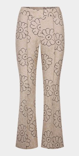 Smythe Floral Jacquard Cropped Pintuck Pants