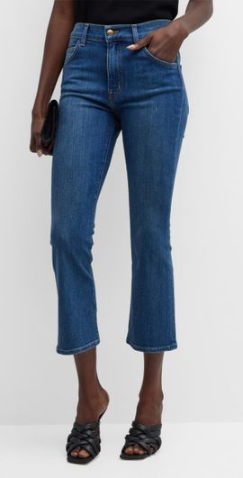 St. John Cropped Stretch Denim Flare Jeans