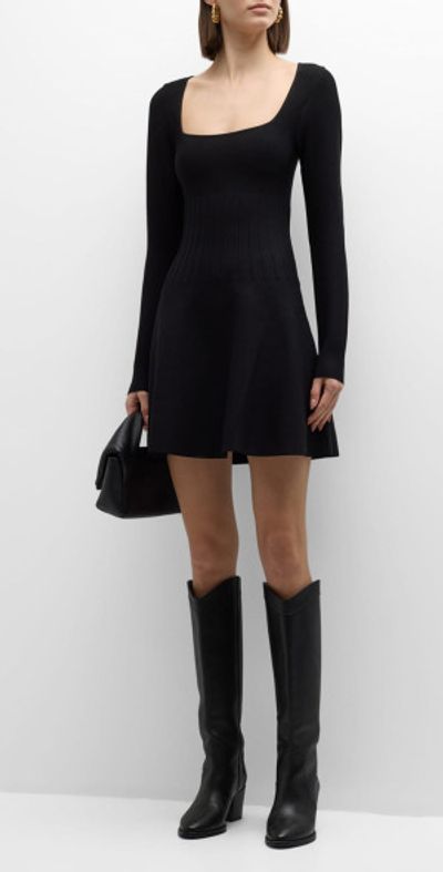 Staud - Deora Embellished Waist Square-Neck Mini Dress
