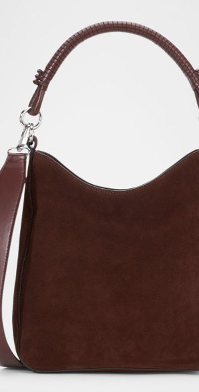 STAUD Mel Suede & Leather Shoulder Bag