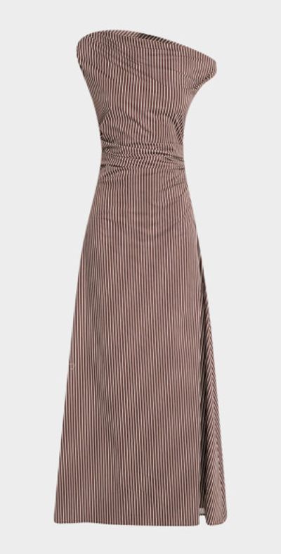 STAUD Phare Striped Asymmetric Maxi Dress