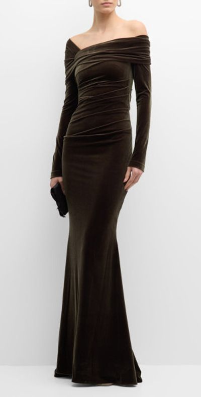 green emerald velvet dress Doris Crepe Satin Dress | Talbot Runhof main image 0