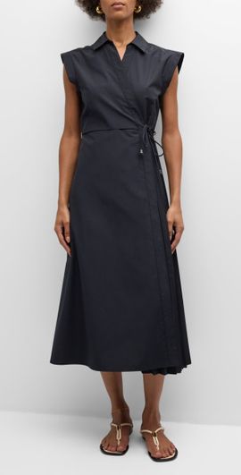 Tanya Taylor Shivon Cap-Sleeve Midi Wrap Dress