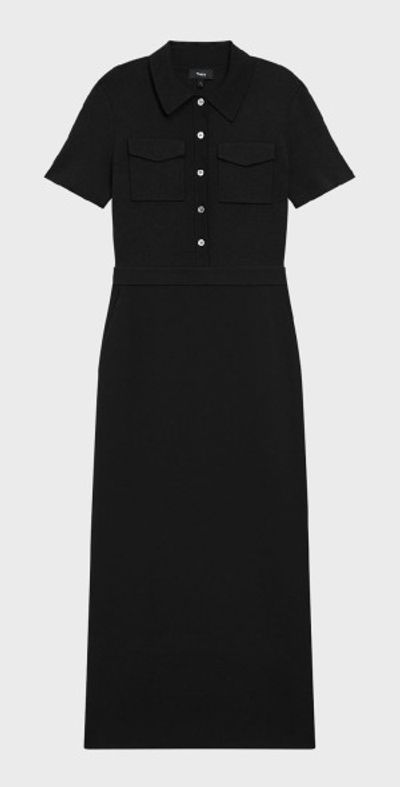 theory flared dress in admiral crepe SAME Poplin Mini Dress | Black Polka Dot main image 0