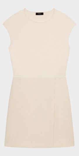 Theory Plush Tweed Wrap Skirt Combo Mini Dress