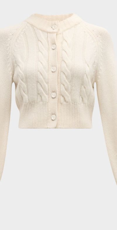 Toccin Rita Cropped Wool and Cashmere Cable-Knit Cardigan