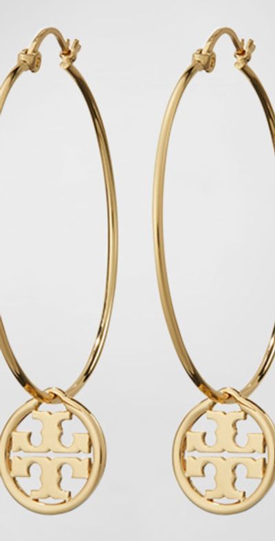 Tory Burch Double T Hoop Earrings