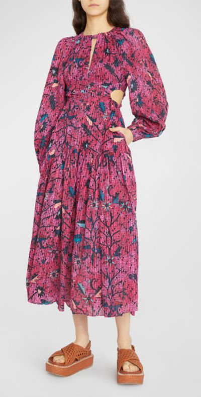 ulla mouth midi dress ULLA JOHNSON Lelou pleated satin midi dress