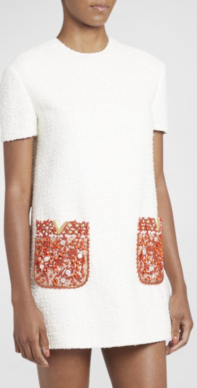 Valentino Garavani Coral V-Logo Embroidered Pocket Tweed Mini
