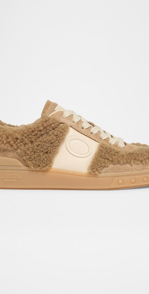 Valentino Garavani - Upvillage Suede Shearling Low-Top Sneakers