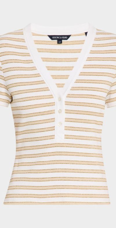 Veronica Beard Dekalb Stripe Short-Sleeve Top