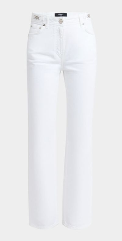Versace White Washed Denim Straight-Leg Pants