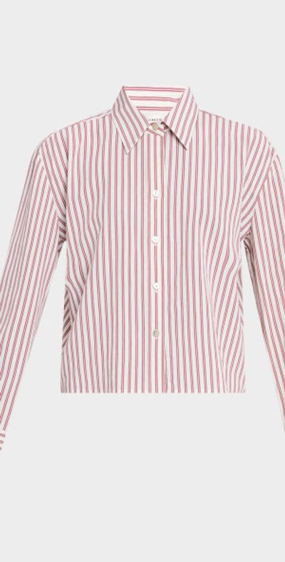 Vince Stripe Cropped Button-Front Shirt