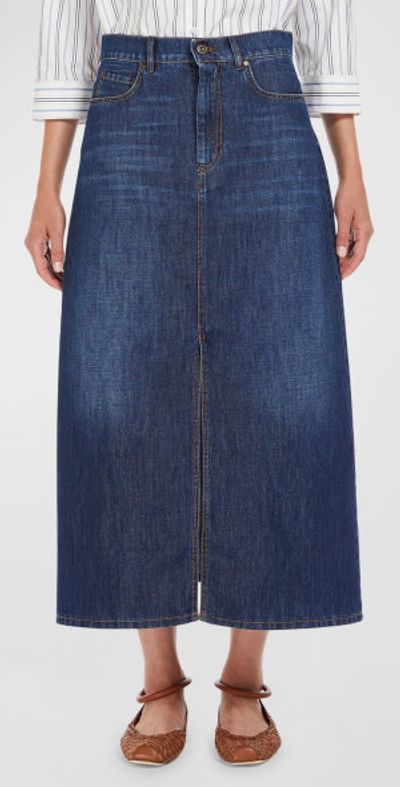 Weekend Max Mara Gelada A-Line Denim Maxi Skirt