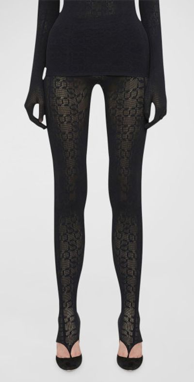 Wolford x Simkhai Intricate Sheer Pattern Stirrup Tights