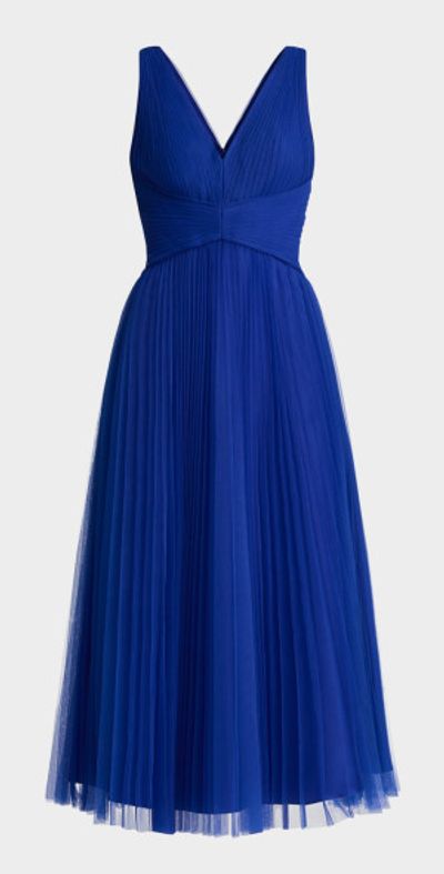 zac posen pleated cocktail midi dress Zac Posen Sleeveless Pleated Tulle Midi Dress