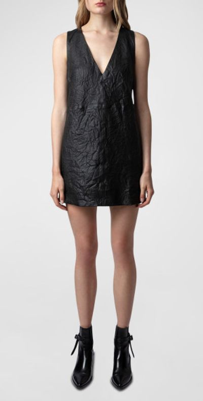 Zadig & Voltaire - Rasha Crinkled Leather Mini Dress