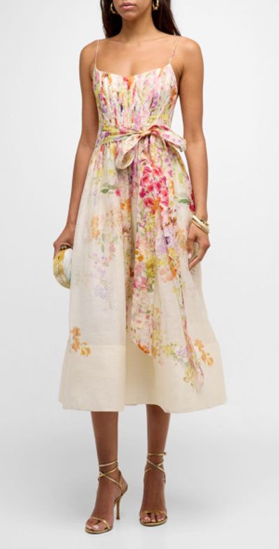 Zimmermann Natura Floral Corset Midi Dress