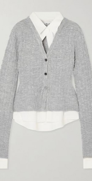 Poplin x Knit Cardigan
