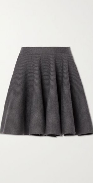 Wool-Blend Mini Skirt with Leafy Motif