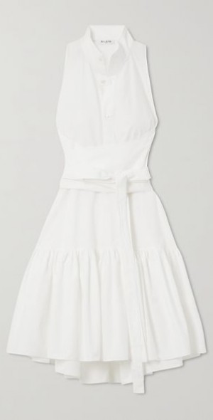 ALAÏA - Tie-detailed cotton-poplin mini shirt dress