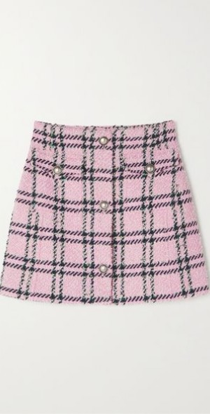 Alessandra Rich Sequin checked tweed mini skirt