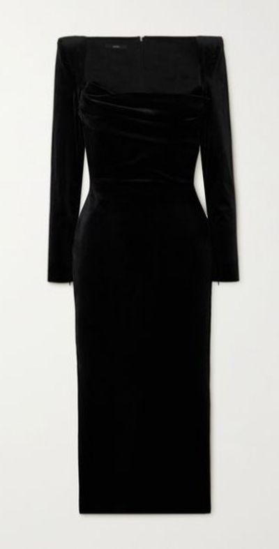 alex perry black velvet dress Off Shoulder Drape Gown in Velvet 16 / Black main image 0