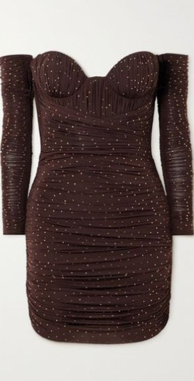 ALEX PERRY - Koda ruched crystal-embellished stretch-jersey mini dress and  gloves set