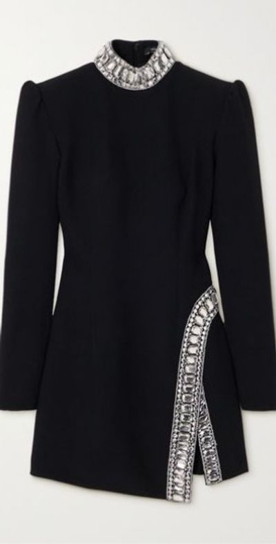 ANDREW GN - Crystal-embellished crepe turtleneck mini dress