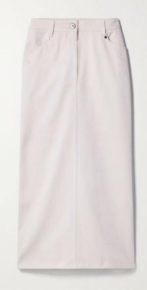 Jupe Portefeuille Brunello Cucinelli Midi En Coton Crispé - Taille US 8 (EU 40), Marron, état Parfait