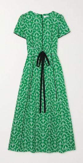 CEFINN - Aurelie ruffled metallic fil coup crepon midi dress
