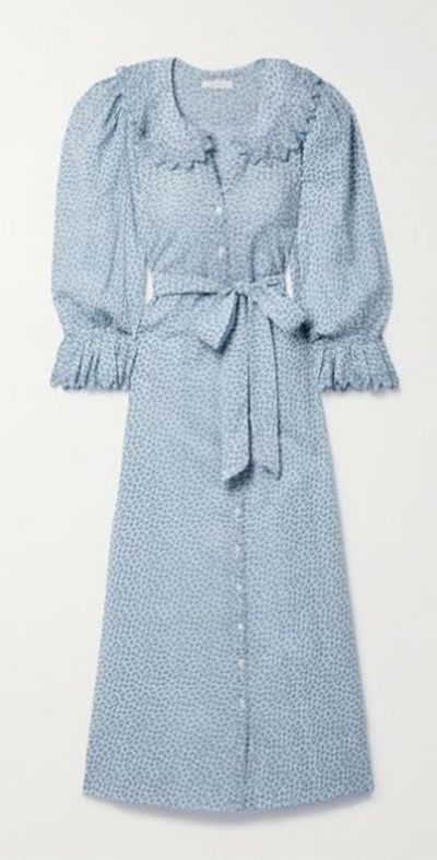 DÔEN NET SUSTAIN Helena belted embroidered floral-print