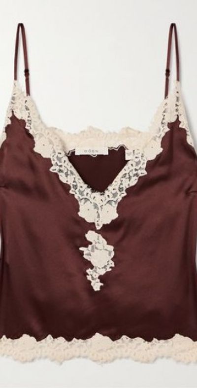 DÔEN Kira corded lace-trimmed silk-satin camisole