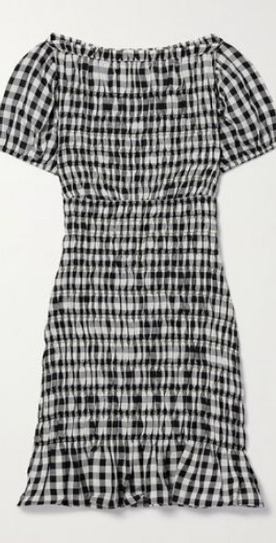 dôen rizzo shirred gingham voile mini dress DÔEN