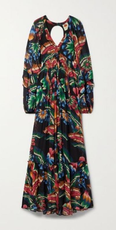 open lace back dress Farm Rio Provisório Printed Open Back Maxi Dress