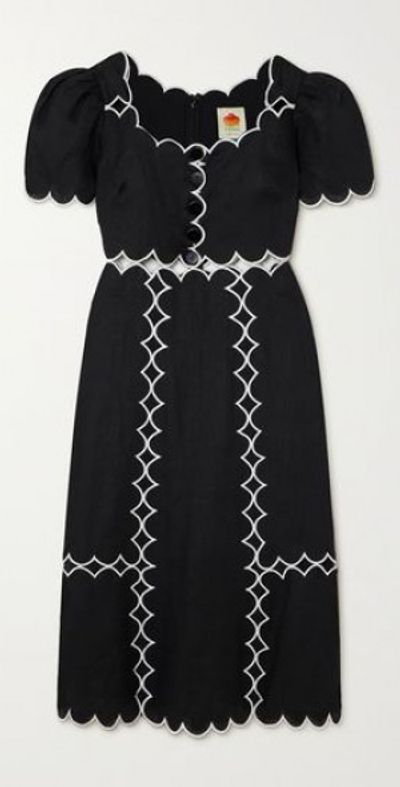 farm rio black dress Black Bold Flowers Long Sleeve Midi Dress main image 1