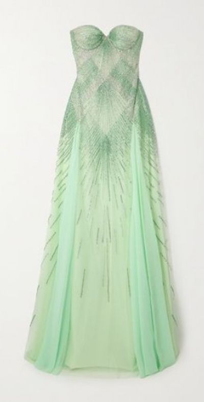 GEORGES HOBEIKA Strapless embellished tulle gown