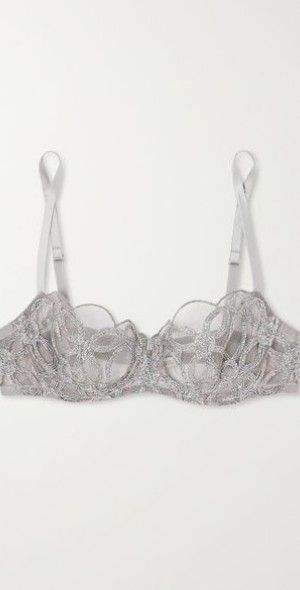 Metallic Panel Bra I.D. SARRIERI - Anastasia satin and metallic lace-trimmed tulle ...
