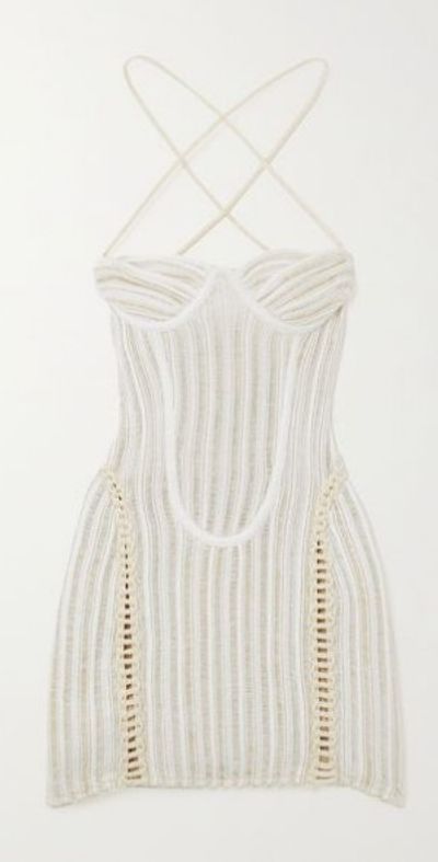 ISA BOULDER - Petal crocheted cotton mini dress