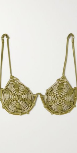 【ISA BOULDER】spiral-weave woven satin-trimmed swimsuit ISA BOULDER - Spiral-Weave woven stretch-satin bikini top