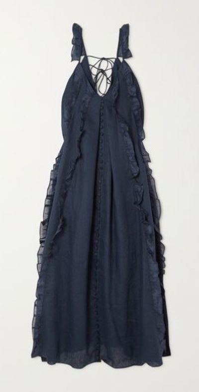 JOSLIN - + NET SUSTAIN Isobella ramie organdie-trimmed linen-batiste midi dress JOSLIN - + NET SUSTAIN Isobella ramie organdie-trimmed linen-batiste midi dress