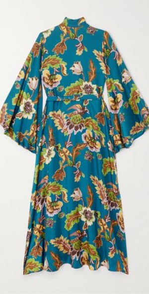 Pixelated Logo Print Silk Twill Midi Dress